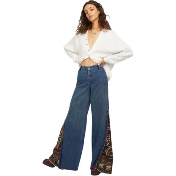 Free People Sahara Extreme Wide Leg Jeans Size 27 We The Free - Picture 1 of 13